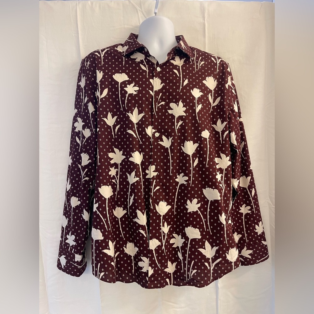 Murano Maroon and White Floral Men’s shirt